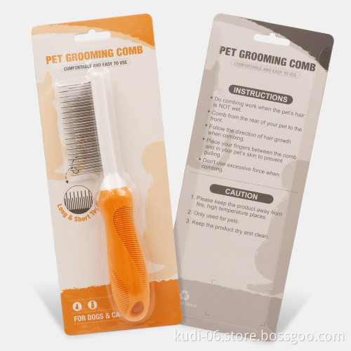 Long and Short Stainless Steel Pet Hair Grooming Comb for Long Haired Dogs and Cats